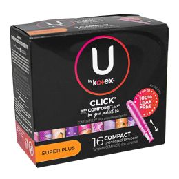 8 Bulk Travel Size U By Kotex Click Compact Tampons Super Plus - Box Of 16