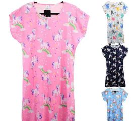 24 Wholesale Womens Unicorn Design Night Gown Size 2xl