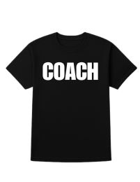 12 Pieces Unisex Cotton Coach Printed T Shirt Black With White Print Back And Front Size 2X-Large - Event Personnel Tees