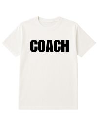 12 Pieces Unisex Cotton Coach Printed T Shirt White With Black Print Back And Front Size Medium - Event Personnel Tees