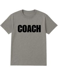 12 Pieces Unisex Cotton Coach Printed T Shirt Gray With Black Print Back And Front Size 3X-Large - Event Personnel Tees