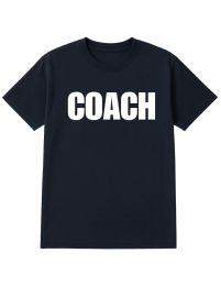 12 Pieces Unisex Cotton Coach Printed T Shirt Navy With White Print Back And Front Size Large - Event Personnel Tees
