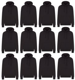 Unisex Cotton Hoodie Sweatshirt In Black Size Xlarge