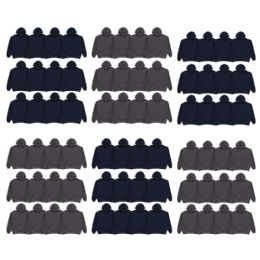 72 Pieces of Unisex Cotton Hoodie Sweatshirt In Assorted Navy And Charcoal Gray Size 2Xlarge