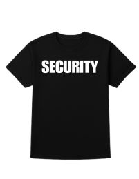 Unisex Cotton Security Printed T Shirt Black With White Print Back And Front Size X-Large