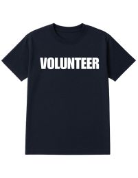 Unisex Cotton Volunteer Printed T Shirt Navy With White Print Back And Front Size Medium