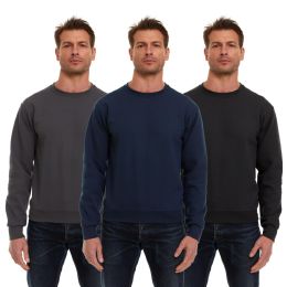 Unisex Fleece Line Cotton Crew Neck Sweat Shirt Assorted Gray Navy Black Size Small