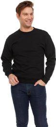 72 Pieces of Unisex Fleece Line Cotton Crew Neck Sweat Shirt Black Size M