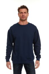 Unisex Fleece Line Cotton Crew Neck Sweat Shirt Navy Size 2xlarge