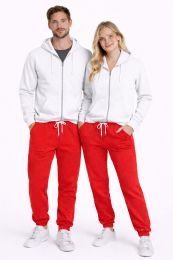 Unisex Full Zip Cotton Fleece Hoodie White Size X-Large