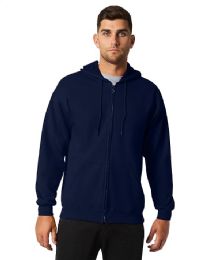 24 Pieces Unisex Navy Zipper Hoodie Cotton Fleece Lining 280gsm Size Medium - Mens Sweat Shirt