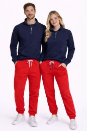 Unisex Quarter Zip Fleece Pull Over Navy Size 2X-Large