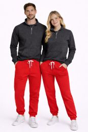 Unisex Quarter Zip Fleece Pull Over Dark Gray Heather Size 2X-Large