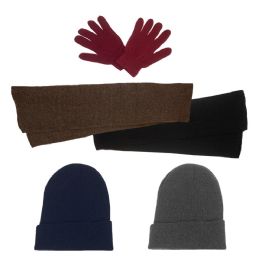 144 Pieces Unisex Winter Gloves, Scarf, Beanie In 5 Assorted Colors - Winter Gear