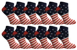 12 Units of Yacht & Smith Usa Printed Ankle Socks Size 9-11 - Womens Ankle Sock