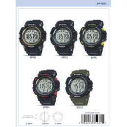 12 Wholesale Digital Watch - 85922 assorted colors