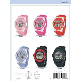 12 Wholesale Digital Watch - 85902 assorted colors