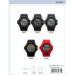 12 Wholesale Digital Watch - 85635 assorted colors