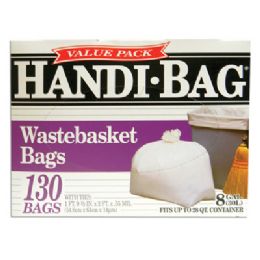 6 Wholesale Handi Bag Wastebasket Trash Bags 130 Count 8 Gallon White