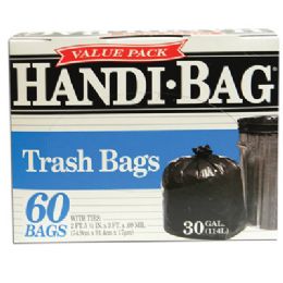 6 Wholesale Handi Bag Trash Bag 60 Count 30 Gallon