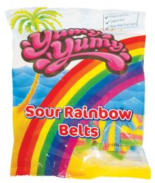 12 Pieces Yumy Yumy Gummies 4.5 Oz Sour Rainbow Belts - Food & Beverage
