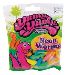 12 Wholesale Yumy Yumy Gummies 4.5 Oz Neon Worms