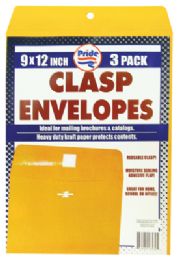 36 Wholesale Clasp Envelope 3 Pack 9 X 12 Inch