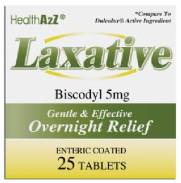 24 Pieces Health A 2z Laxative 5 Mg 25 Ct Tabs Biscodyl ( Compare To Dulcolox) - Pain and Allergy Relief