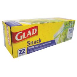 12 Wholesale Glad Snack Bag 22 Ct 7x3in Zipper