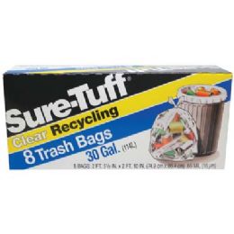 24 Wholesale Sure Tuff Trash Bag 30 Gl 8 Ct Flap Tie Clear Recycling