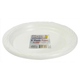 24 Wholesale Dispozeit Plastic Plate 9 In 10 Ct White