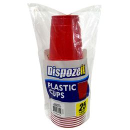 24 Pieces Dispozeit Plastic Cup 16 Oz 25 Ct Red - Disposable Cups
