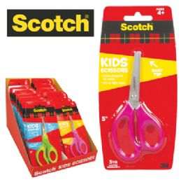 36 Wholesale Scotch Kids Scissors 5 Inch Soft Touch Handles Astd In Display