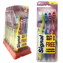 24 Wholesale Signal Toothbrush 4 Pack Triple Clean Display Soft