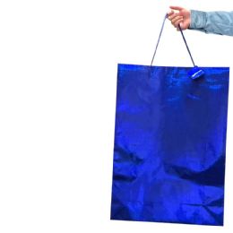 48 Wholesale Party Solutions Gift Bag 16x7.5x19 Holographic Jumbo Assorted Colors
