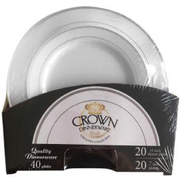 6 Wholesale Crown Palte Set 40 Ct Set (20 X 7 In Plate & 20 X 10 In Plate) Executive Collection Silver