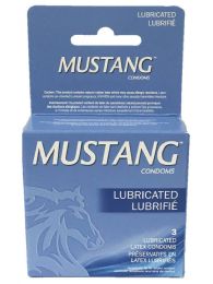 48 Wholesale Mustang Condom 3ct Lub Blue