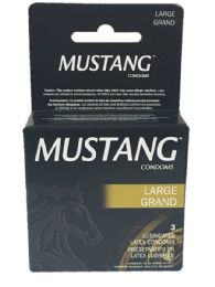 48 Wholesale Mustang Condom 3ct Large Black
