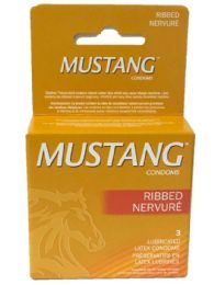 48 Wholesale Mustang Condom 3ct Ribbed Brow