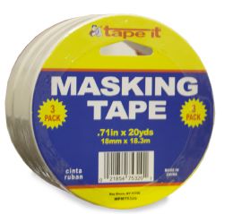 36 Wholesale Masking Tape 3pk .71 X 20 Yards Heavy Duty