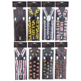 24 Pieces Suspenders 31in L 8asst Novelty Prints Hlwn Pb/insert Card - Costumes & Accessories