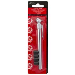 72 Wholesale Tire Pressure Gauge Pencil Type W/4 Bonus Valve Caps Hardware Blister
