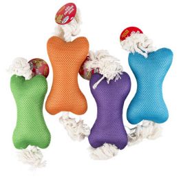 40 Wholesale Dog Toy Plush Bone W/rope And Squeaker 14in 4 Colors In Pdq #p30938
