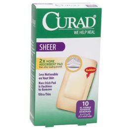 24 Pieces Bandages Curad Sheer Xl 10ct 2 X 4 Strips Boxed #cur02277rb - First Aid and Bandages