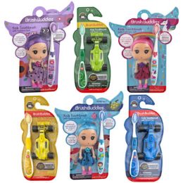 24 Wholesale Toothbrush Kids W/toy  Dolls & Cars Carded