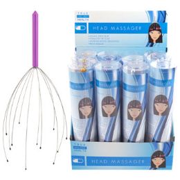 48 Pieces Head Massager Metal W/color Handle Pvc Tube In 12pc Pdq Hba Insert Card - Back Scratchers and Massagers