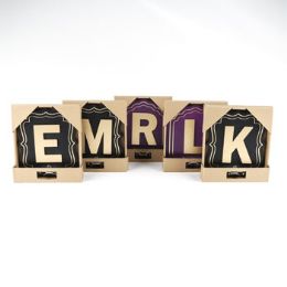 48 Wholesale Wall Plaque Monogram W/hooks Mdf12 Letters Ea In 2 Colors Openbox Purp/blk 6.75 X .25 X 7.75in
