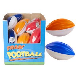 48 Wholesale Football Foam 5.375in 3ast Colors 24pc Pdq/ea With Label 2 Pdqs Per Case