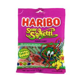 12 Wholesale Gummi Candy Haribo Sour Sghetti 4 Oz Peg Bag