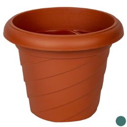 36 Wholesale Planter Round Twist No Holes 10in X 11.5in Across 2 Color Sterra Cotta And Hunter Green